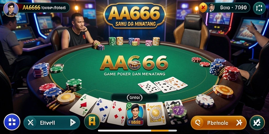 Tampilan gameplay Poker AA666 yang mendebarkan dan interaktif.
