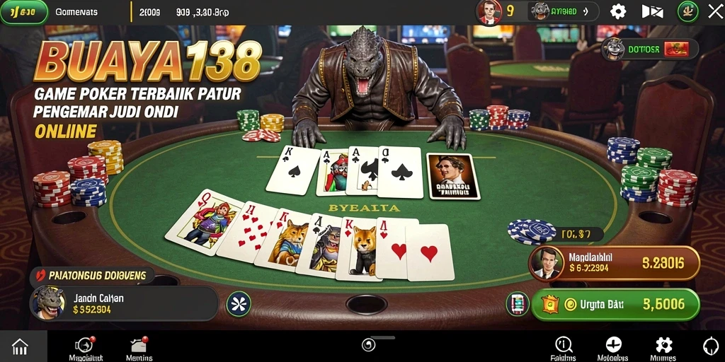 Tampilan gameplay Poker yang mendebarkan di BUAYA138.