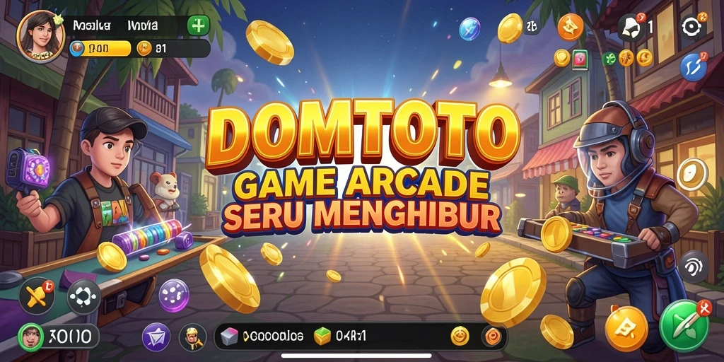 Screenshot menunjukkan gameplay menantang DOMTOTO dengan grafik yang cerah dan penuh warna.