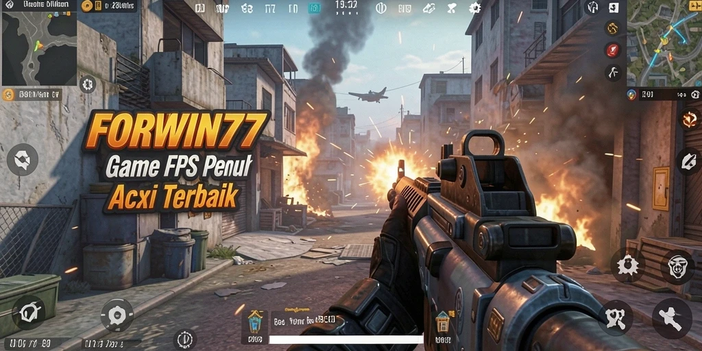 Screenshot gameplay FORWIN77 yang menampilkan aksi FPS yang intens.