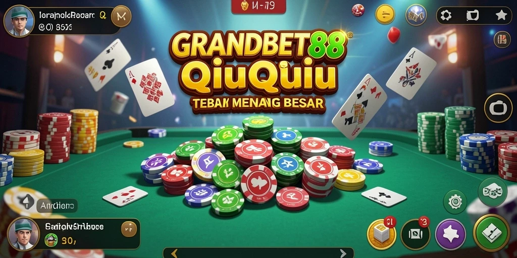Tampilan gameplay seru dari GRANDBET88 yang menampilkan kartu QiuQiu.