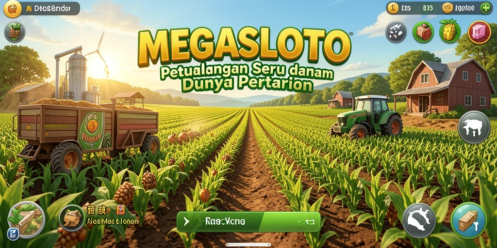 Tangkapan layar gameplay MEGASLOTO dengan aktivitas pertanian yang seru.