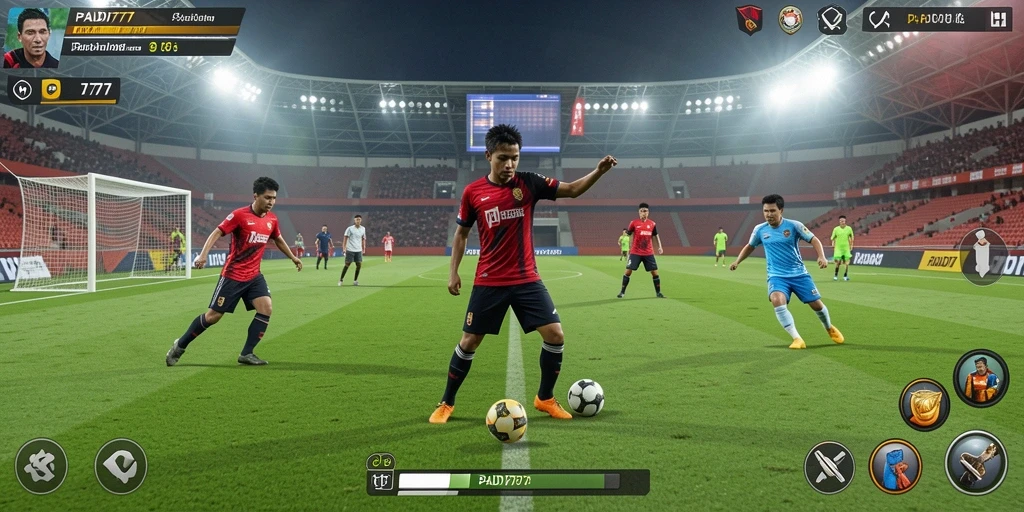 Screenshot PADI777 menampilkan gameplay sepak bola yang seru dan menantang.