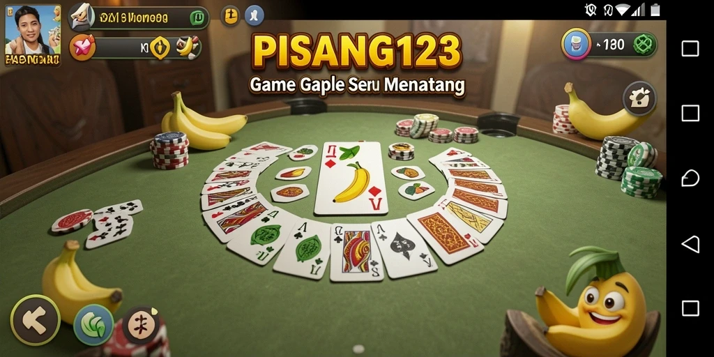 Screenshot PISANG123 menampilkan gameplay Gaple yang seru dan interaktif.