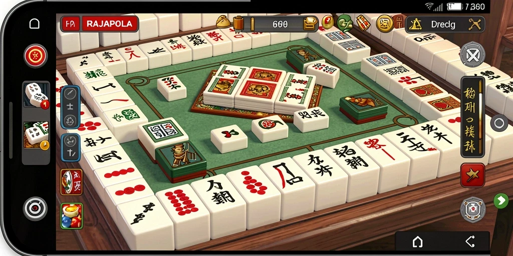 Tampilan layar permainan RAJAPOLA dengan permaian Mahjong yang menarik.