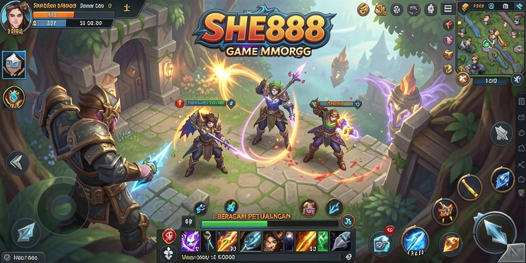 Tampilan gameplay <strong>SHE888</strong> dengan aksi seru dan karakter atraktif.