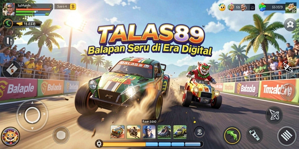 Tampilan gameplay TALAS89 dengan aksi balapan yang mendebarkan.
