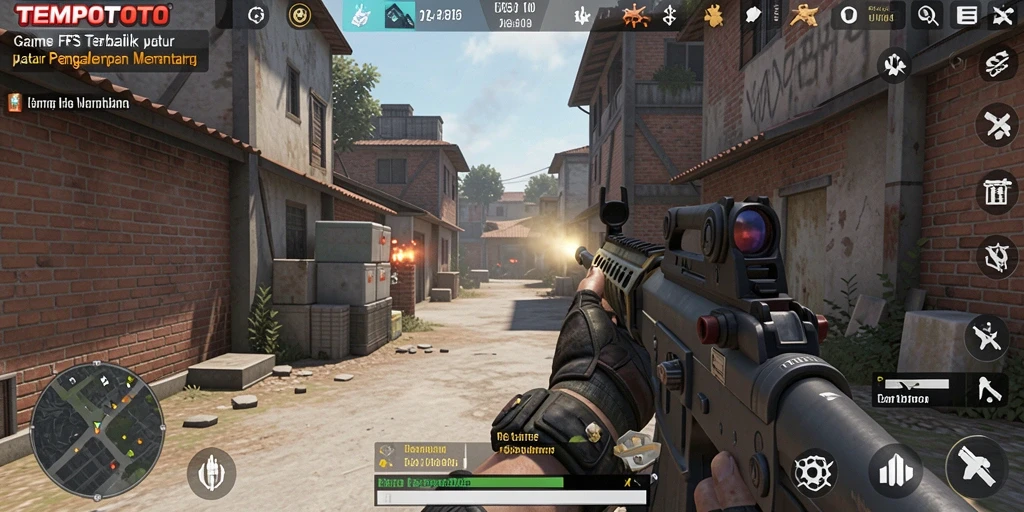 Tampilan gameplay intens TEMPOTOTO dengan aksi pertempuran yang mendebarkan.