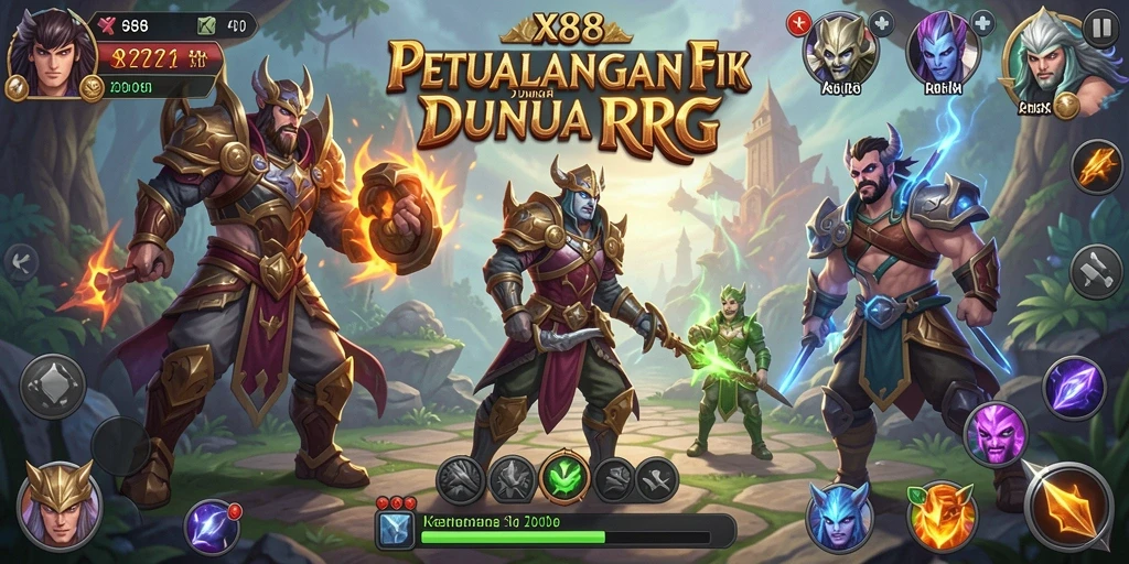 Tampilan gameplay X88 yang menakjubkan dengan pertarungan RPG yang mendebarkan.